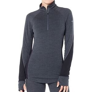 Icebreaker 260 Zone Long Sleeve Half Zip Jet Heather Black Snow NWT Xlarge